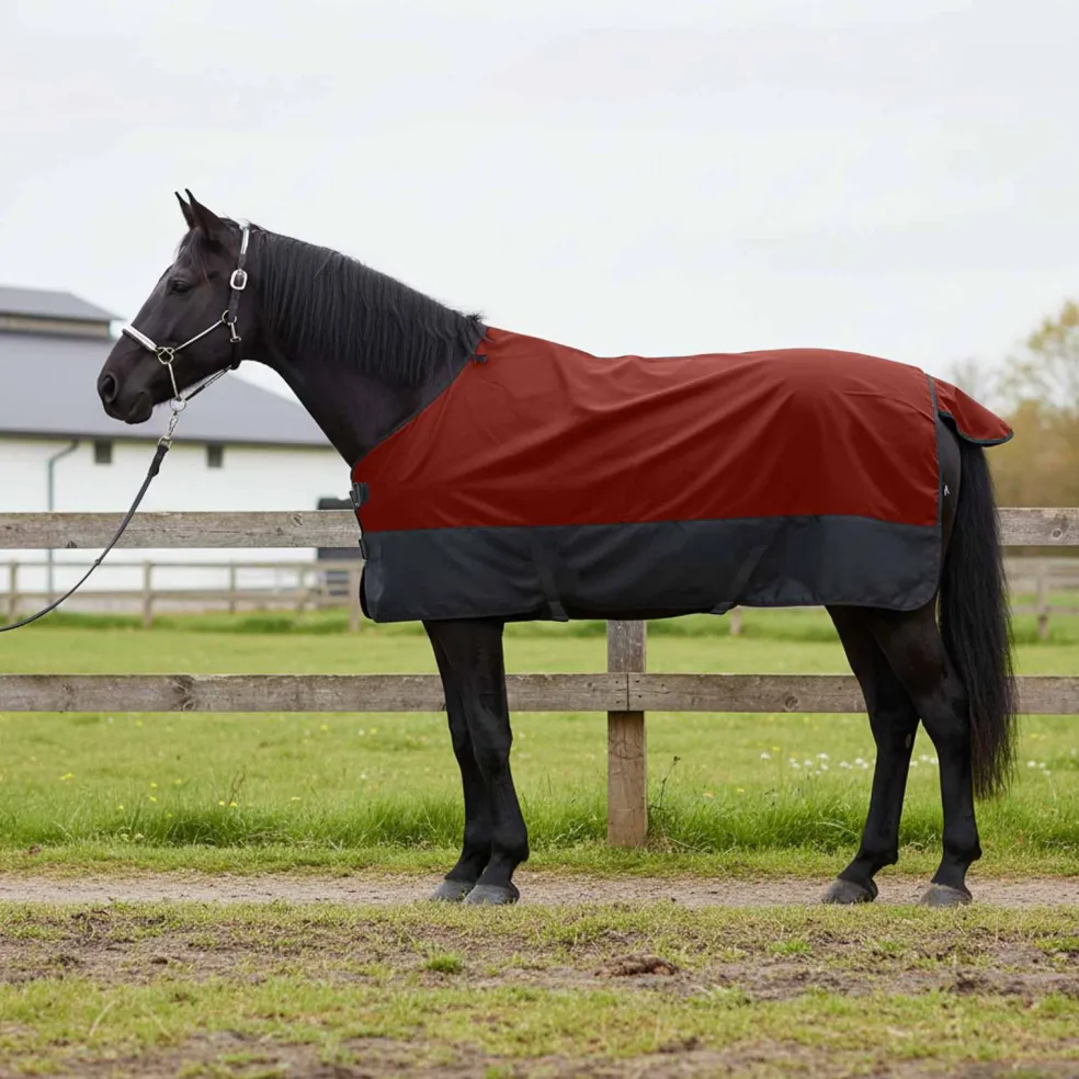 vidaXL Paardendeken Bordeaux en Zwart 75 cm Polyester