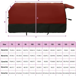 vidaXL Paardendeken Bordeaux en Zwart 75 cm Polyester