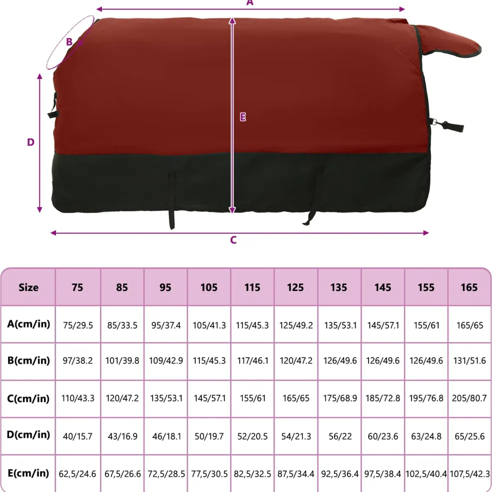 vidaXL Paardendeken Bordeaux en Zwart 75 cm Polyester