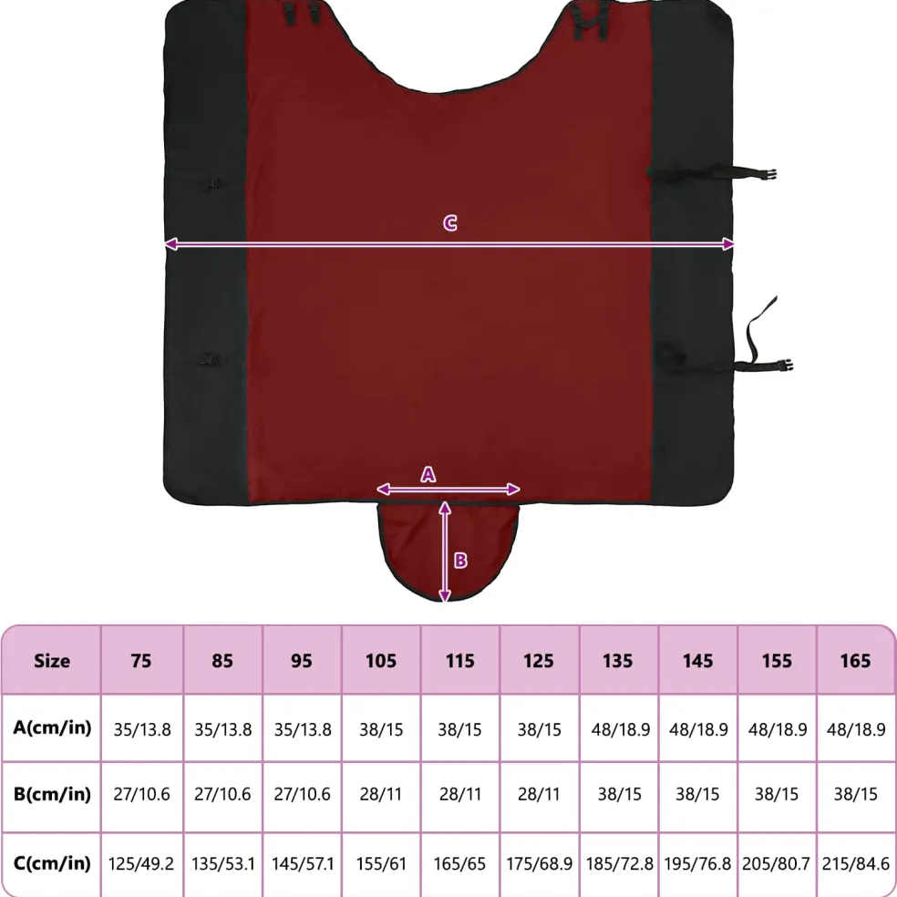 vidaXL Paardendeken Bordeaux en Zwart 75 cm Polyester