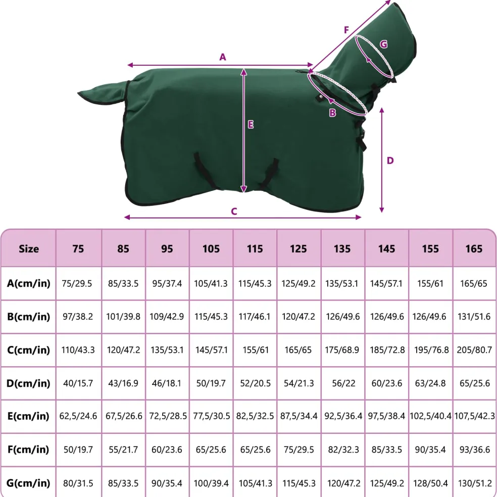 vidaXL Paardendeken Donkergroen 75 cm Polyester Fleece