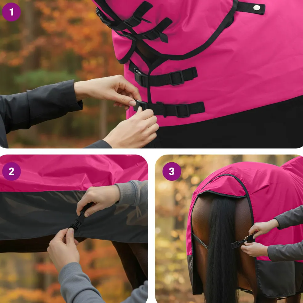 vidaXL Paardendeken Roze en Zwart 75 cm Polyester