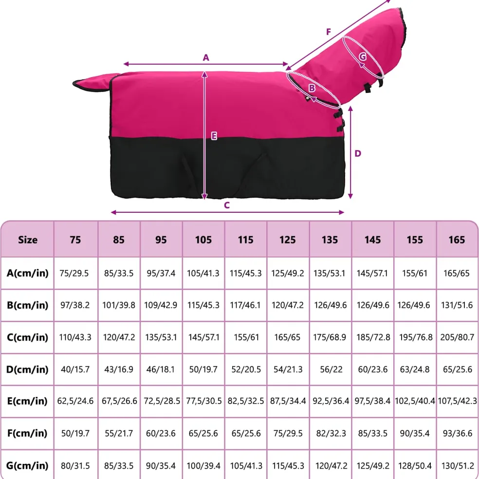 vidaXL Paardendeken Roze en Zwart 75 cm Polyester