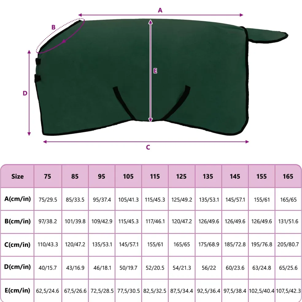 vidaXL Paardendeken Volledig Donkergroen 75 cm Polyester Fleece