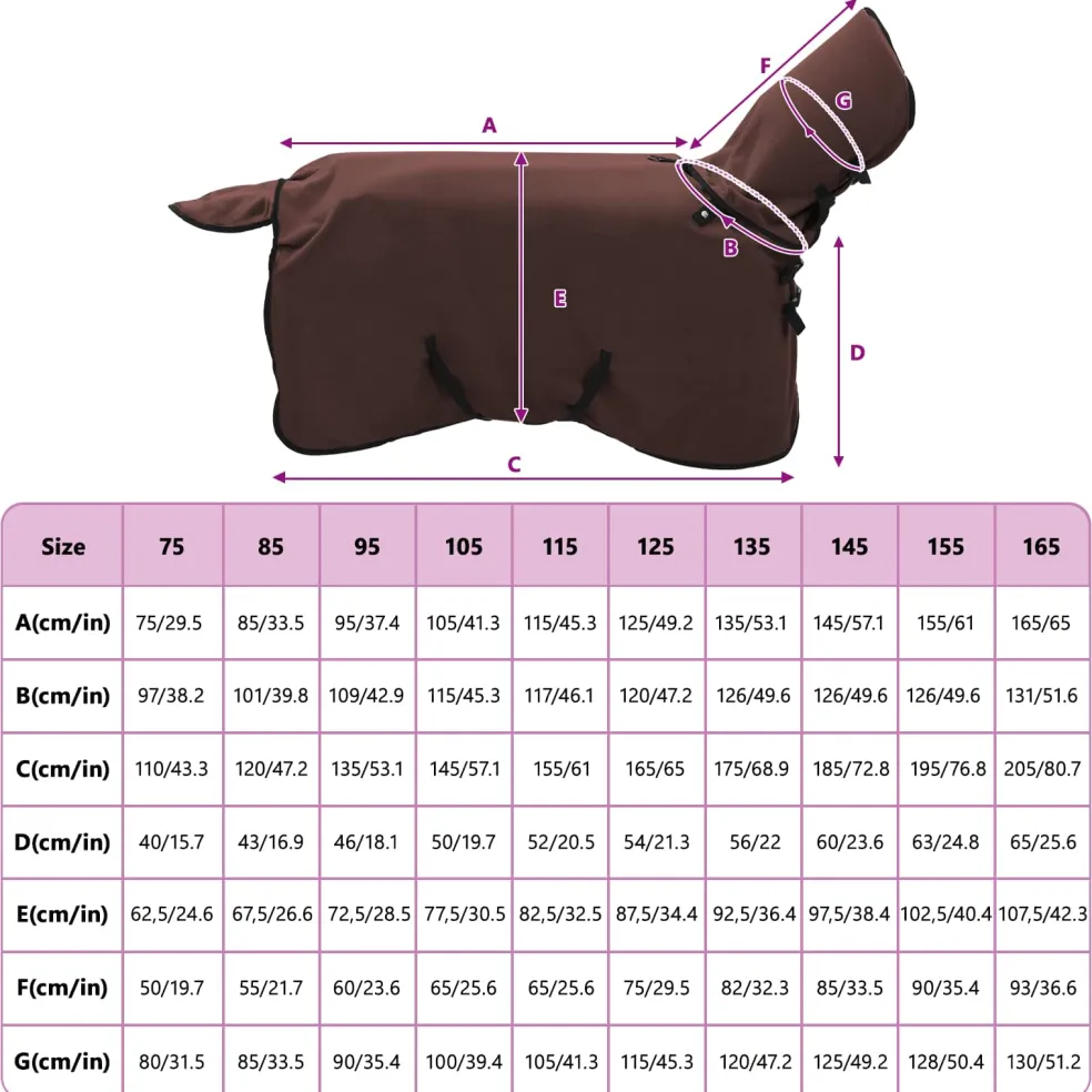 vidaXL Paardendeken Volledig Donkerbruin 75 cm Polyester Fleece