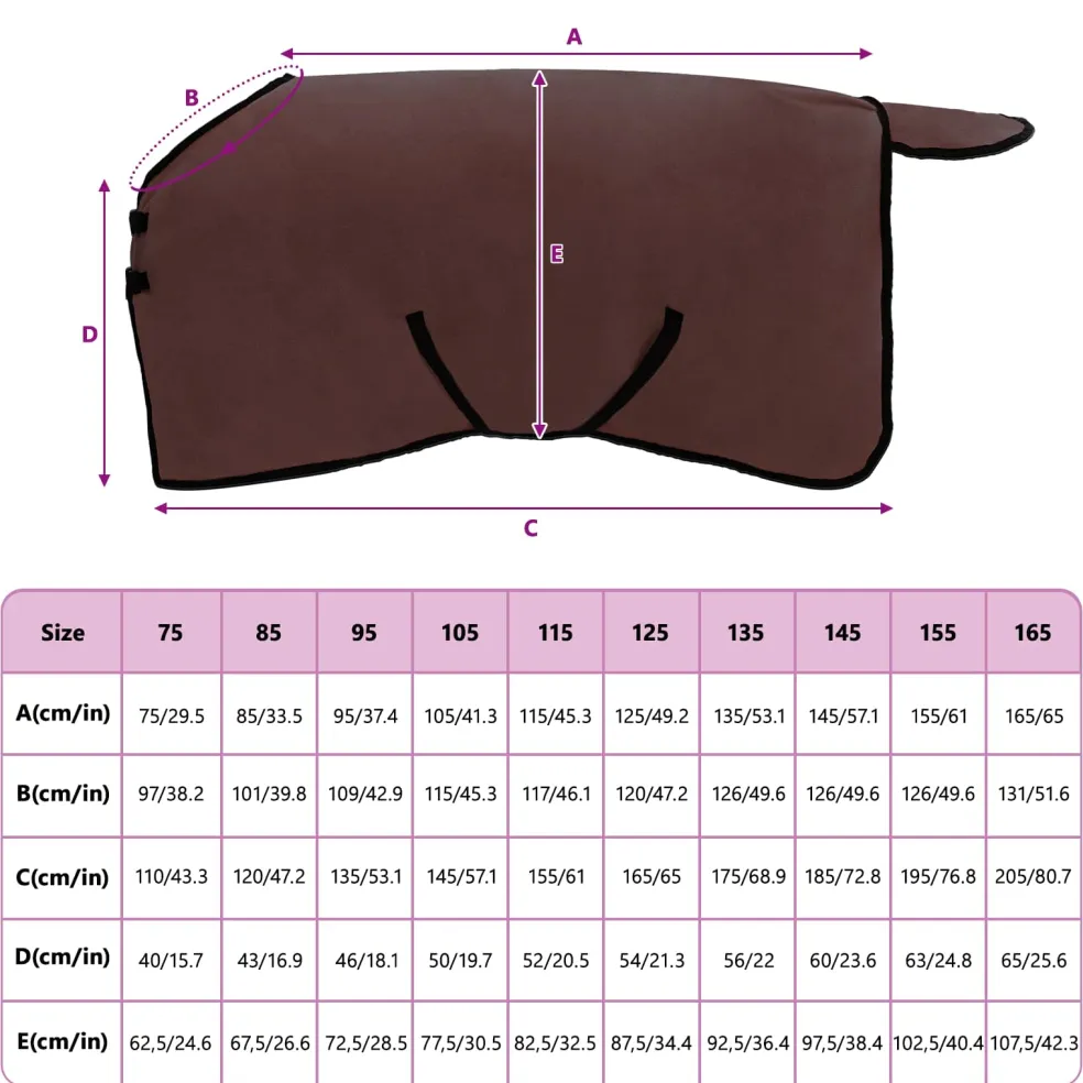 vidaXL Paardendeken Volledig Donkerbruin 75 cm Polyester Fleece