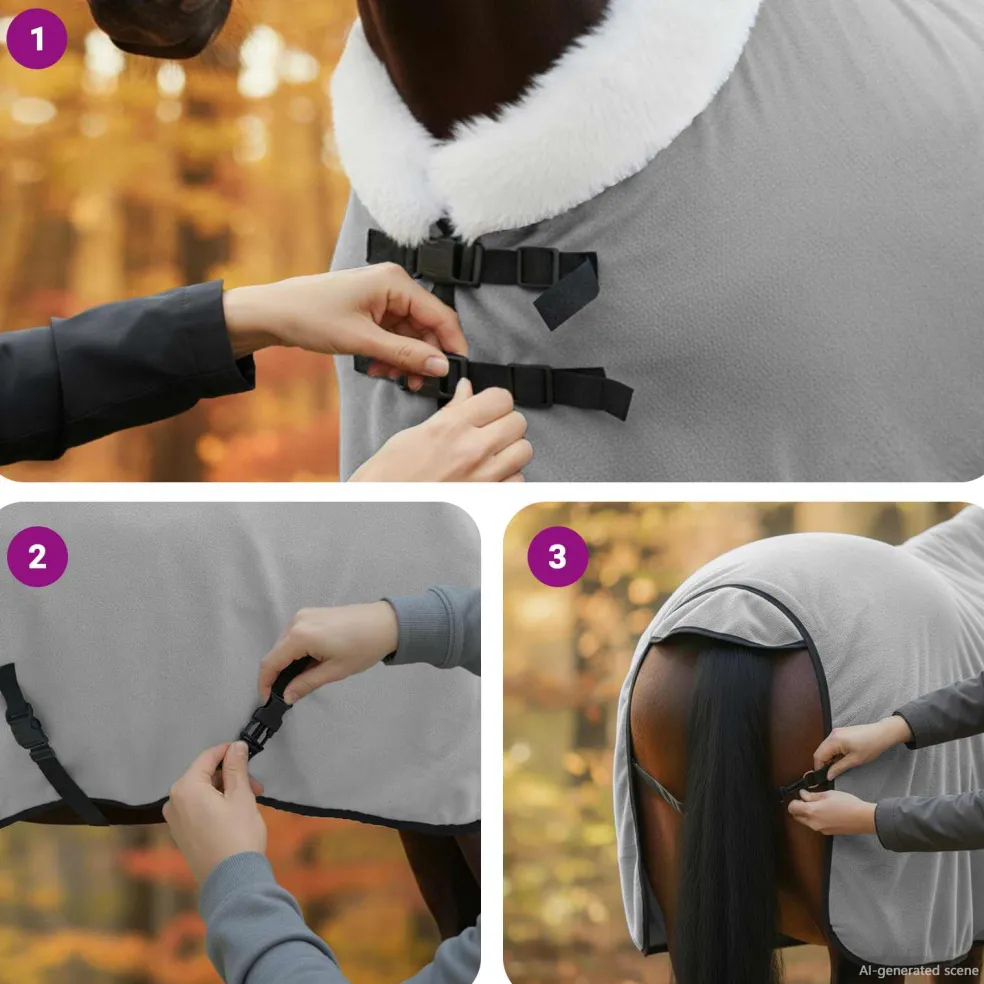 vidaXL Paardendeken Volledig Lichtgrijs 75 cm Polar fleece