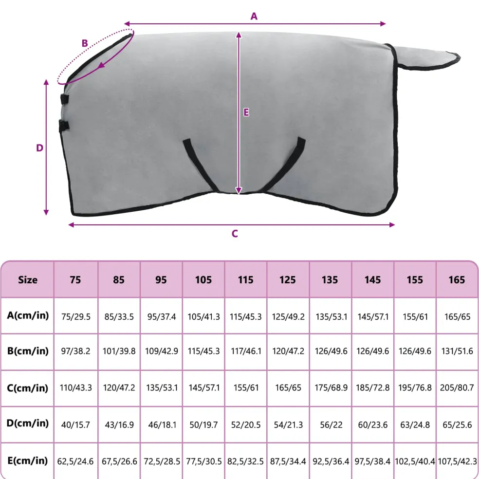 vidaXL Paardendeken Volledig Lichtgrijs en Roze 75 cm Polyester Fleece