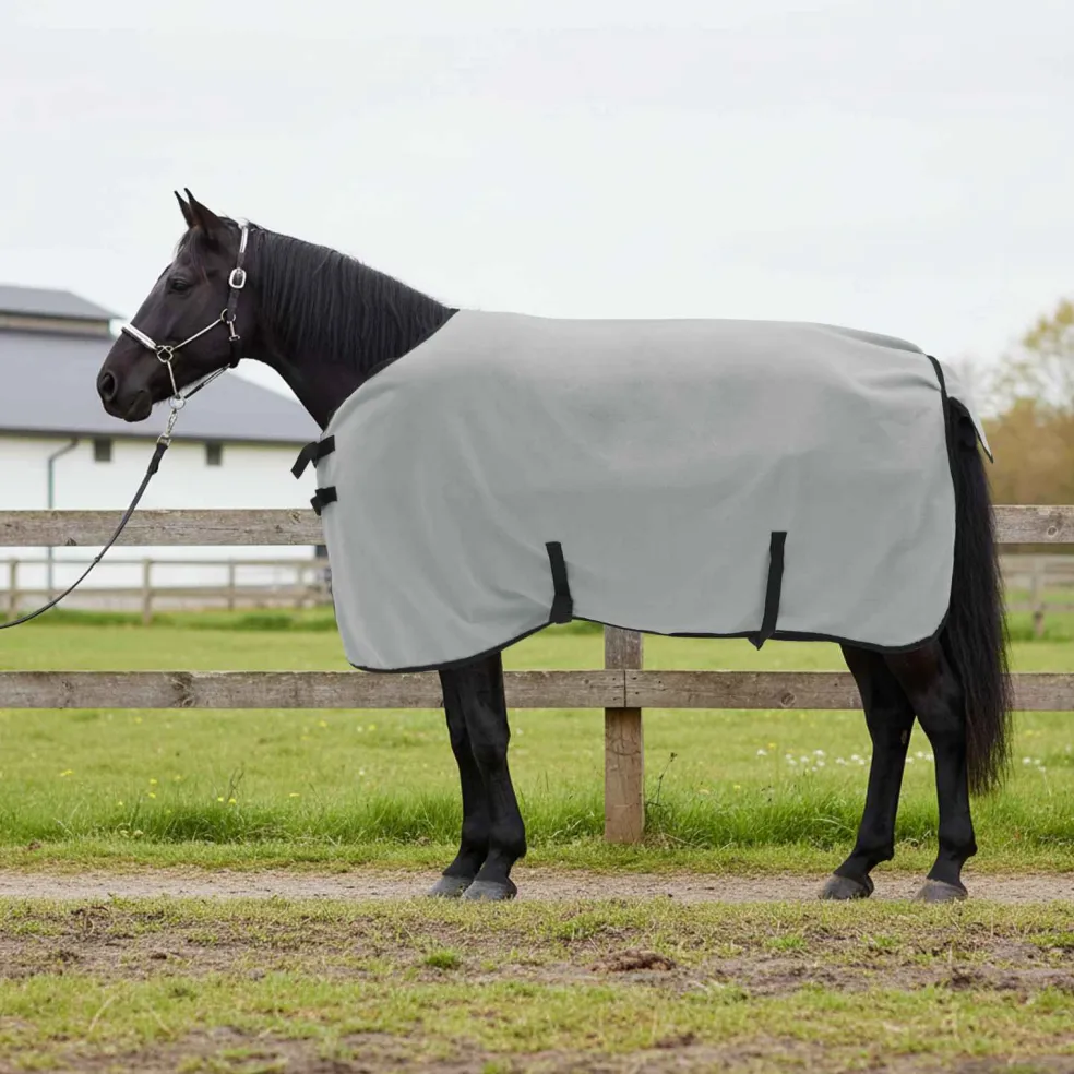 vidaXL Paardendeken Volledig Lichtgrijs en Roze 75 cm Polyester Fleece