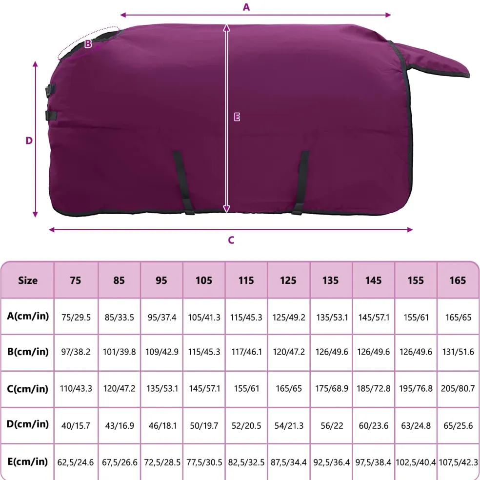 vidaXL Paardendeken Volledig Paars 75 cm Polyester