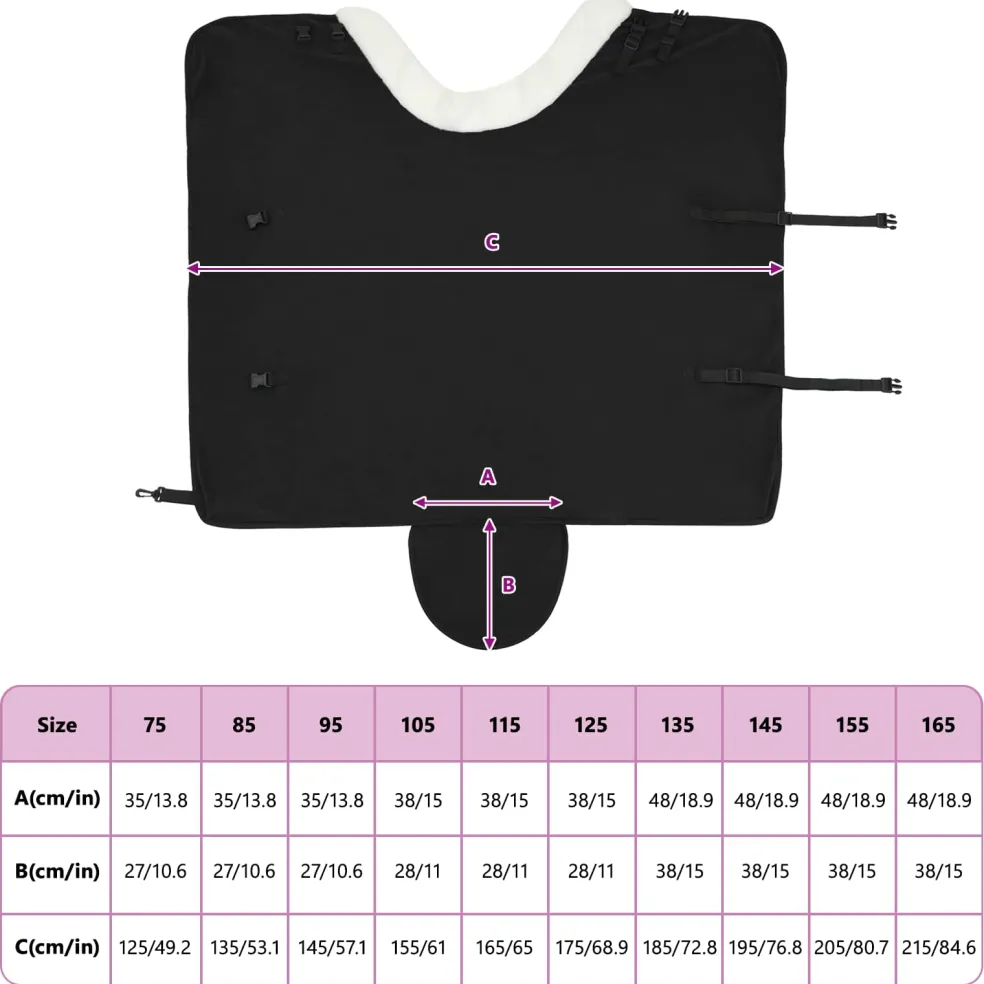 vidaXL Paardendeken Zwart 75 cm Polar fleece