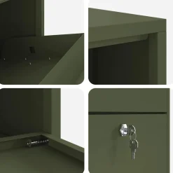 vidaXL Pakket inwerp box met opslag Olijf Groen 44 x 22 x 82 cm Staal