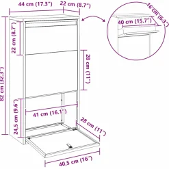 vidaXL Pakket inwerp box met opslag Olijf Groen 44 x 22 x 82 cm Staal