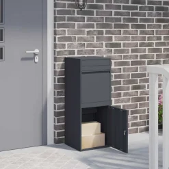 vidaXL Pakket inwerp box met opslag Antraciet 41 x 38 x 103 cm Staal