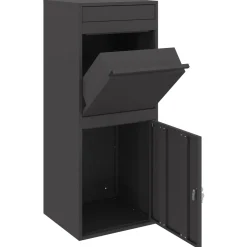 vidaXL Pakket inwerp box met opslag Zwart 41 x 38 x 103 cm Staal