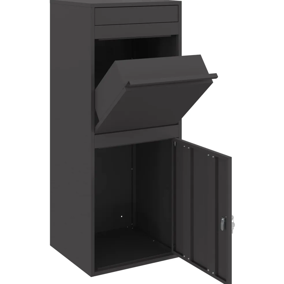 vidaXL Pakket inwerp box met opslag Zwart 41 x 38 x 103 cm Staal
