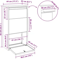 vidaXL Pakket inwerp box met opslag Antraciet 44 x 22 x 82 cm Staal