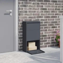vidaXL Pakket inwerp box met opslag Antraciet 44 x 22 x 82 cm Staal