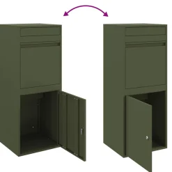 vidaXL Pakket inwerp box met opslag Olijfgroen 41 x 38 x 103 cm Staal