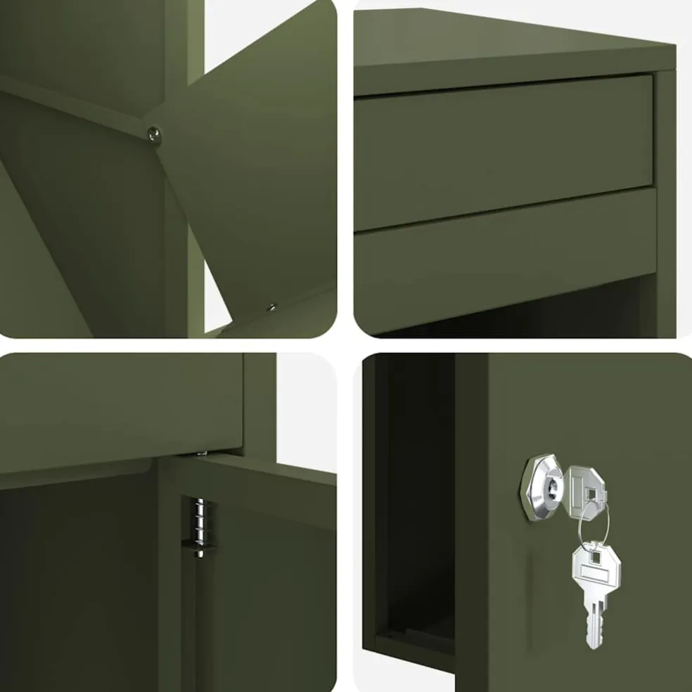 vidaXL Pakket inwerp box met opslag Olijfgroen 41 x 38 x 103 cm Staal