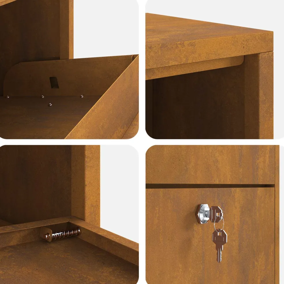 vidaXL Pakket inwerp box met slot Roestig 44 x 22 x 82 cm Cortenstaal