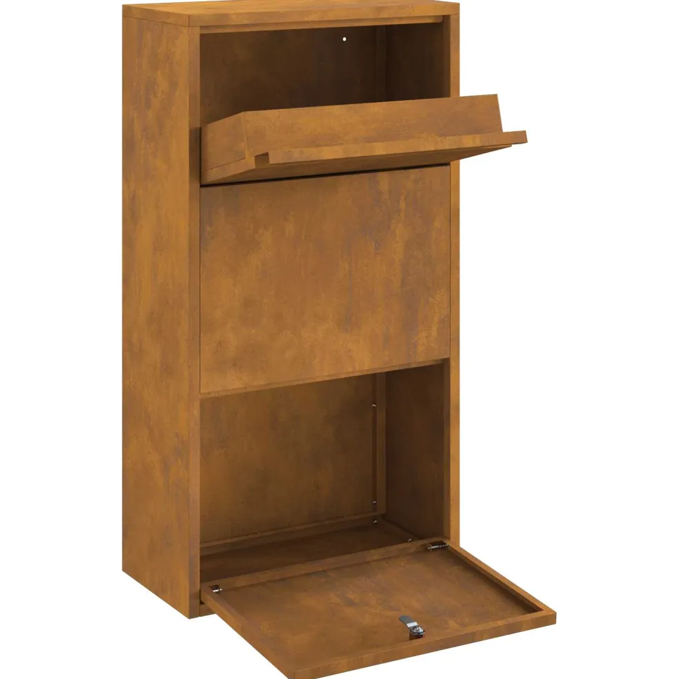 vidaXL Pakket inwerp box met slot Roestig 44 x 22 x 82 cm Cortenstaal