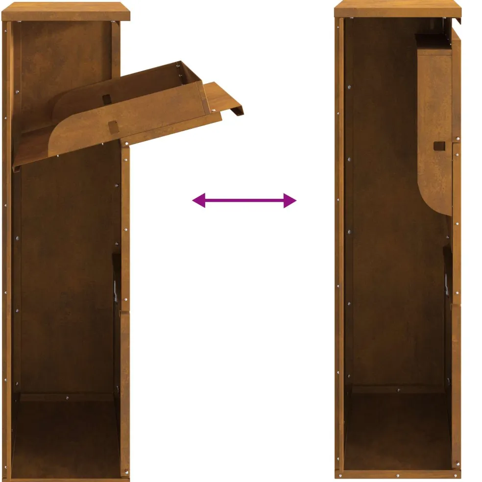 vidaXL Pakket inwerp box met slot Roestig 44 x 22 x 82 cm Cortenstaal