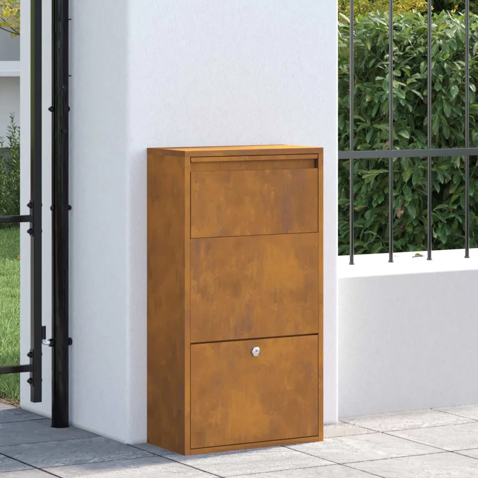 vidaXL Pakket inwerp box met slot Roestig 44 x 22 x 82 cm Cortenstaal