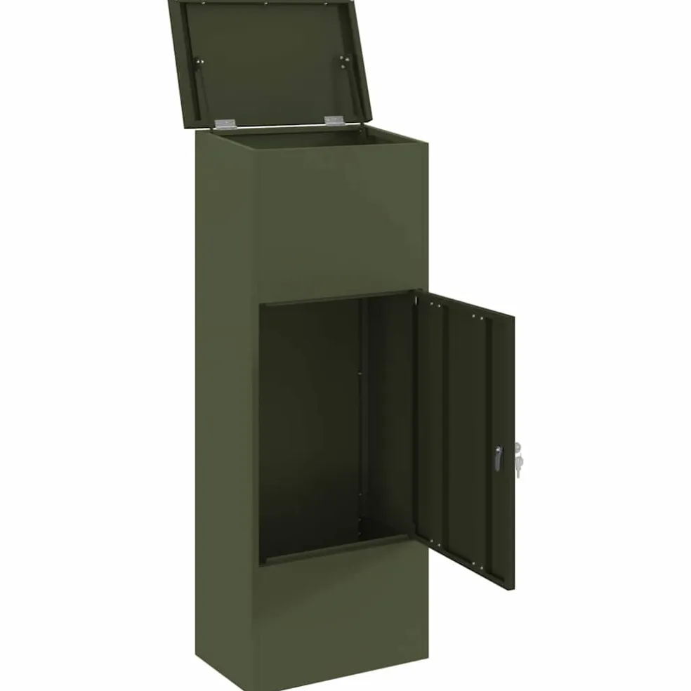 vidaXL Pakket inwerp box Olijfgroen 44,5 x 29 x 110,5 cm Staal