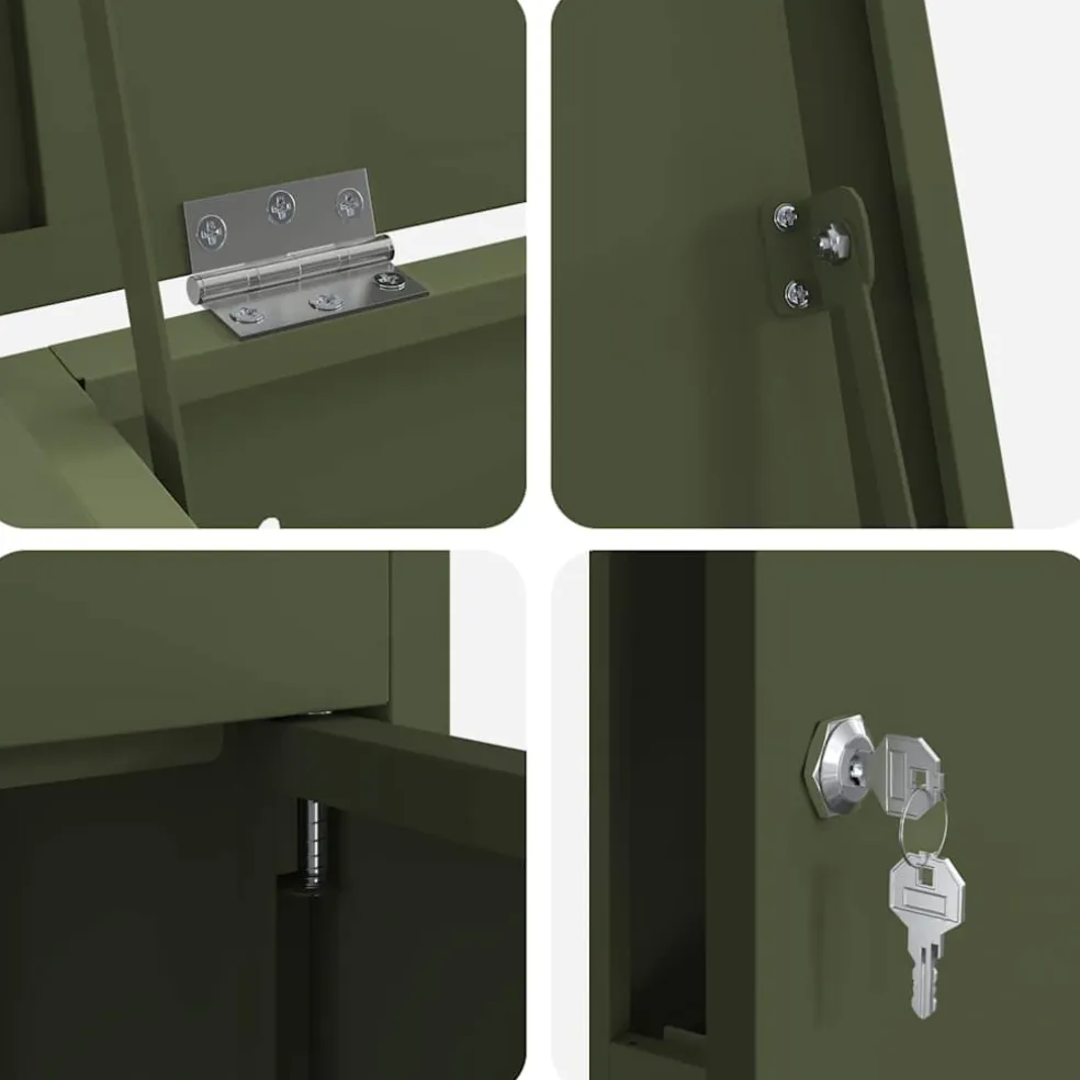 vidaXL Pakket inwerp box Olijfgroen 44,5 x 29 x 110,5 cm Staal