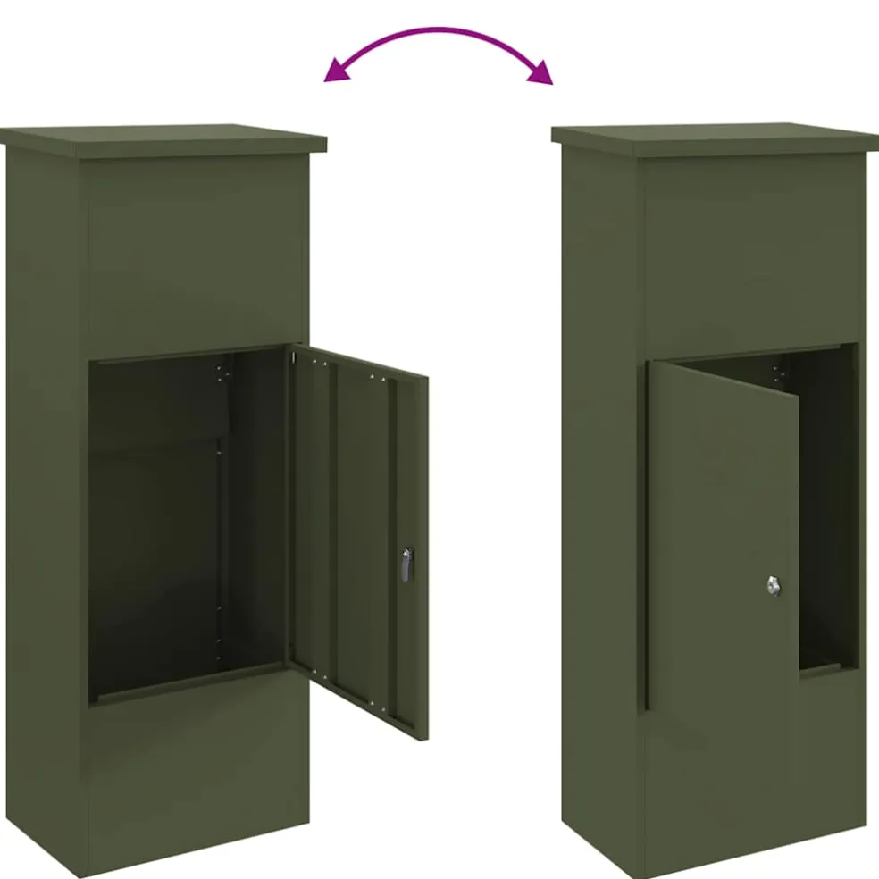 vidaXL Pakket inwerp box Olijfgroen 44,5 x 29 x 110,5 cm Staal