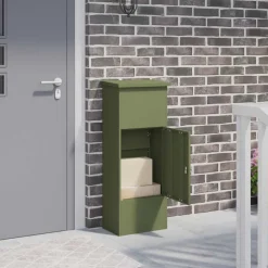 vidaXL Pakket inwerp box Olijfgroen 44,5 x 29 x 110,5 cm Staal