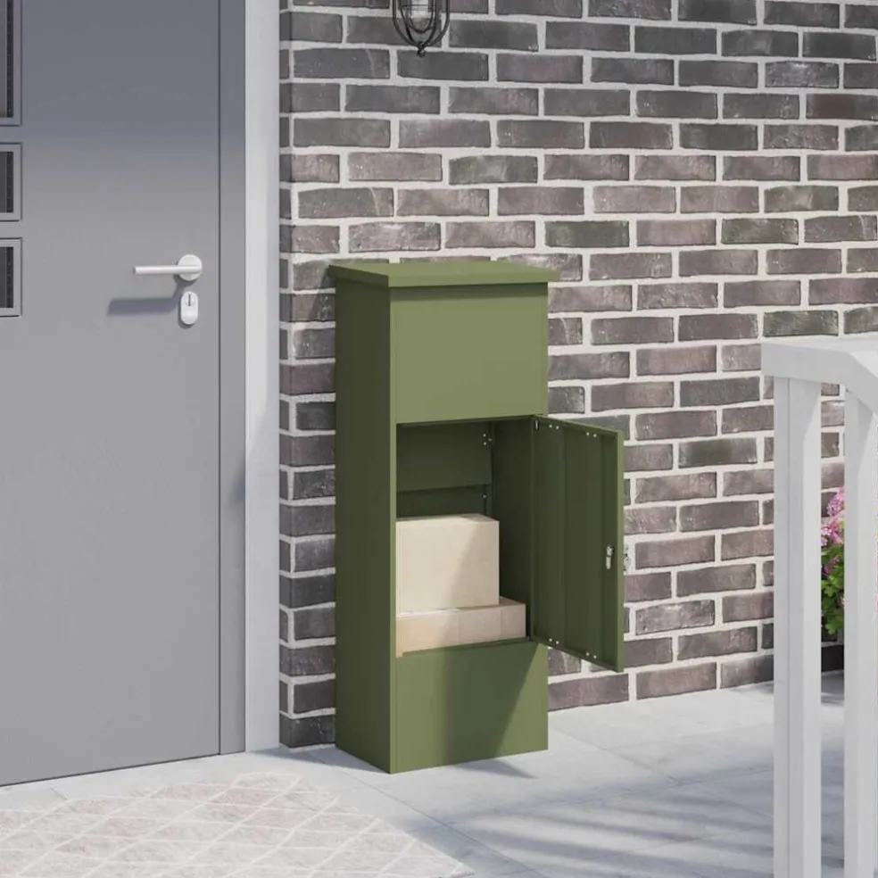 vidaXL Pakket inwerp box Olijfgroen 44,5 x 29 x 110,5 cm Staal