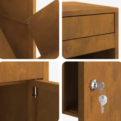 vidaXL Pakket inwerp box Roestkleurig 41 x 38 x 103 cm weervast staal