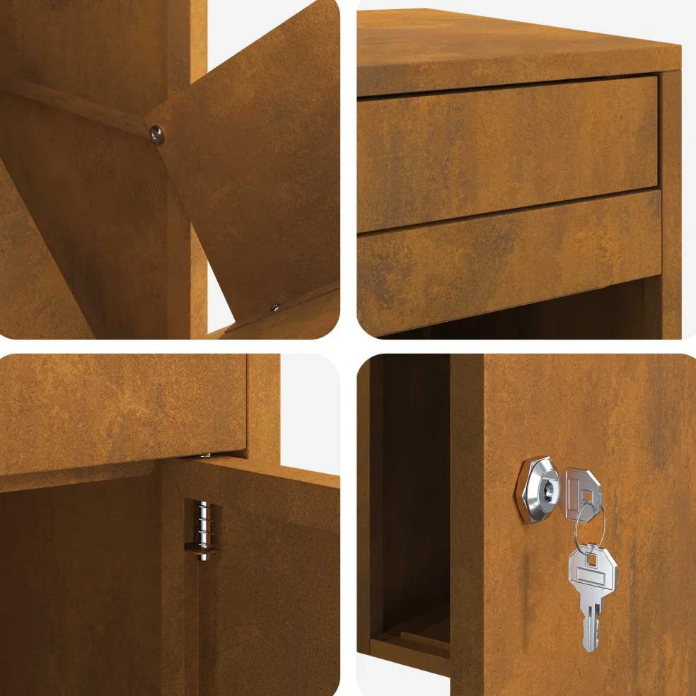 vidaXL Pakket inwerp box Roestkleurig 41 x 38 x 103 cm weervast staal
