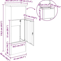 vidaXL Pakket inwerp box Roestig 44,5 x 29 x 110,5 cm weervast staal