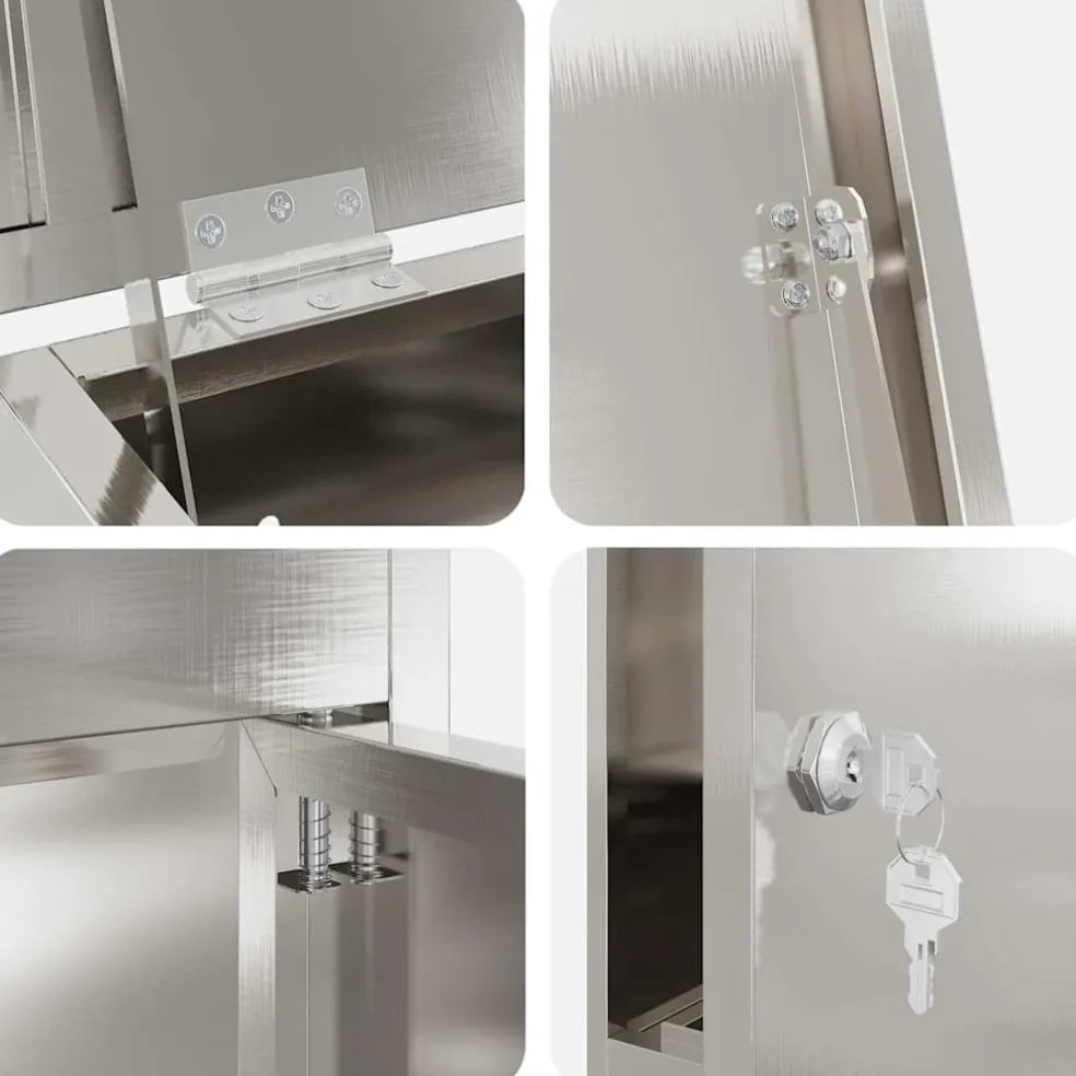 vidaXL Pakket inwerp box Zilver 44,5 x 29 x 110,5 cm Roestvrij staal