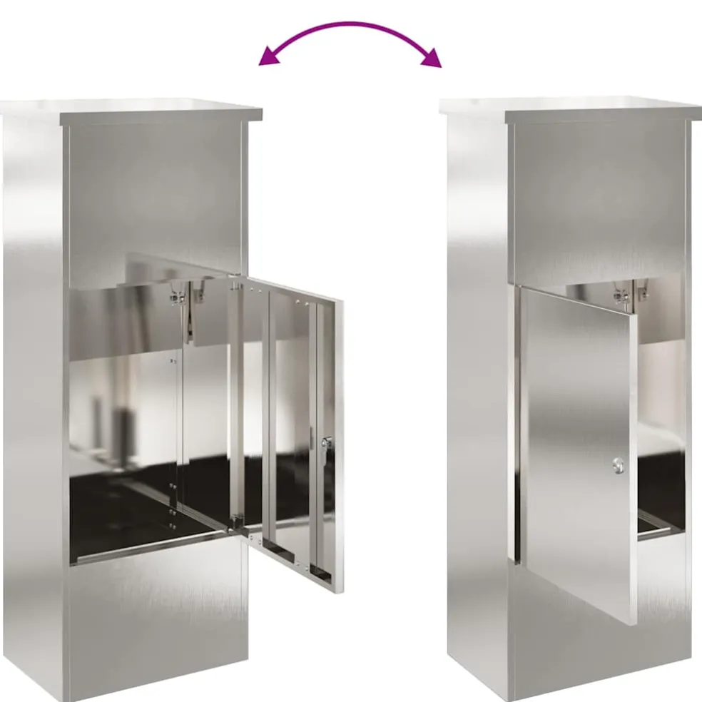 vidaXL Pakket inwerp box Zilver 44,5 x 29 x 110,5 cm Roestvrij staal
