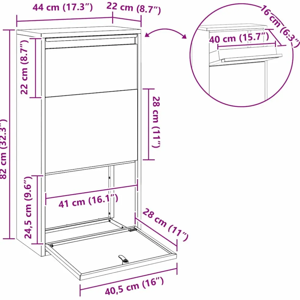 vidaXL Pakket inwerp box Zilver 44 x 22 x 82 cm Gegalvaniseerd staal