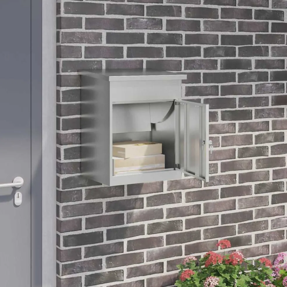 vidaXL Pakket inwerp box Zwart 47,5 x 38 x 59 cm Gegalvaniseerd staal