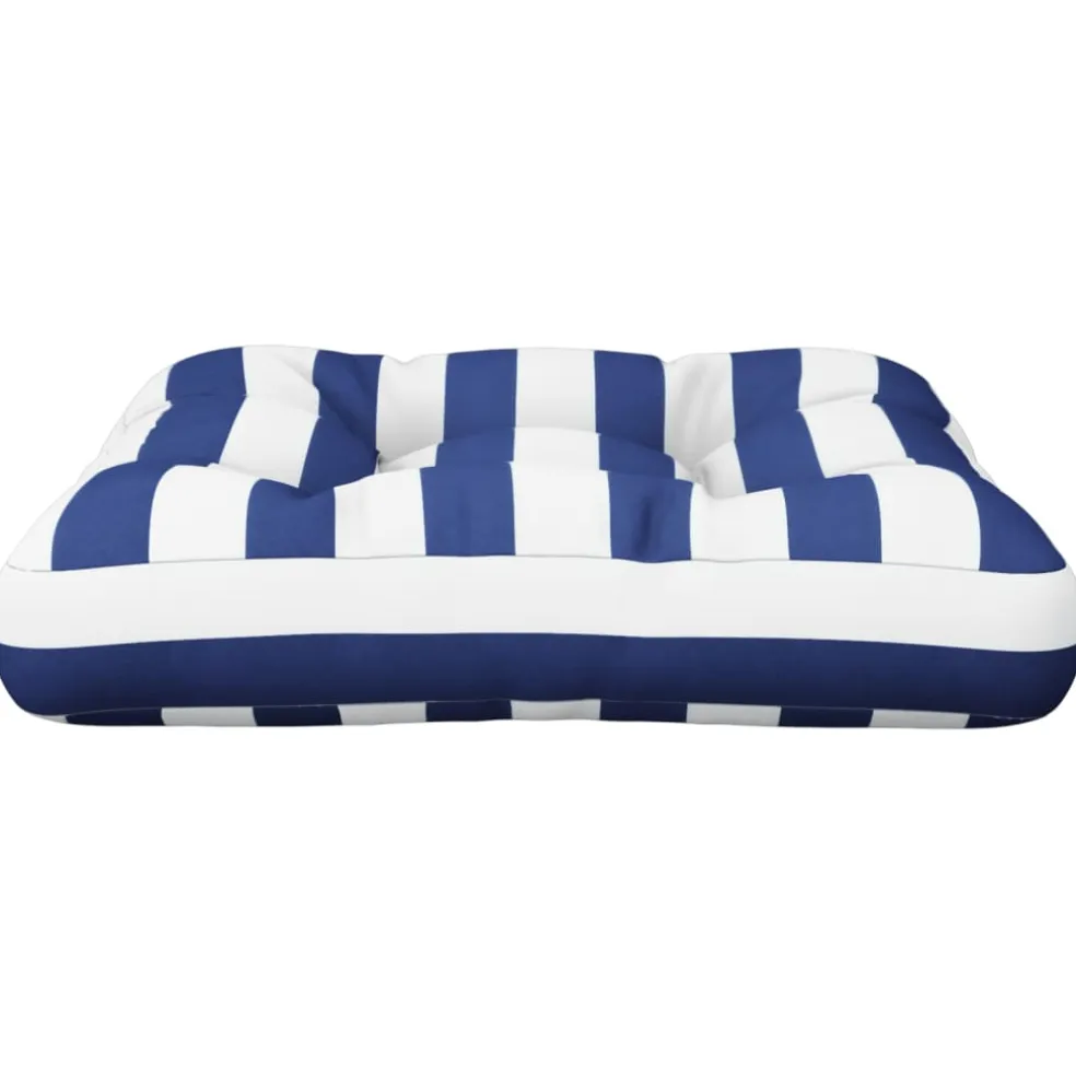 vidaXL Palletkussen gestreept 50x50x12 cm stof blauw en wit
