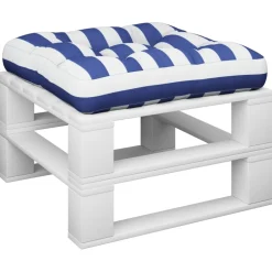 vidaXL Palletkussen gestreept 50x50x12 cm stof blauw en wit