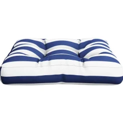 vidaXL Palletkussen gestreept 50x50x12 cm stof blauw en wit