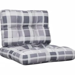 vidaXL Palletkussens 2 st ruitpatroon stof grijs
