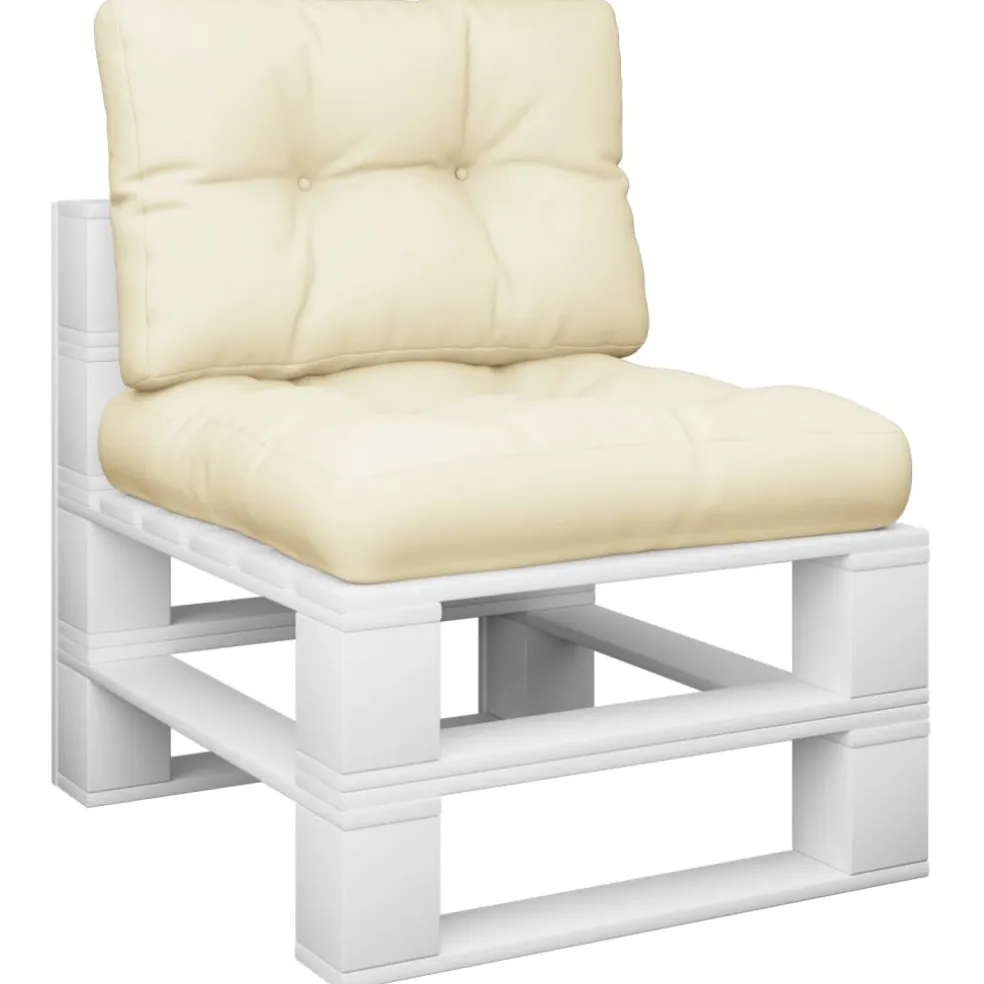 vidaXL Palletkussens 2 st stof crèmekleurig