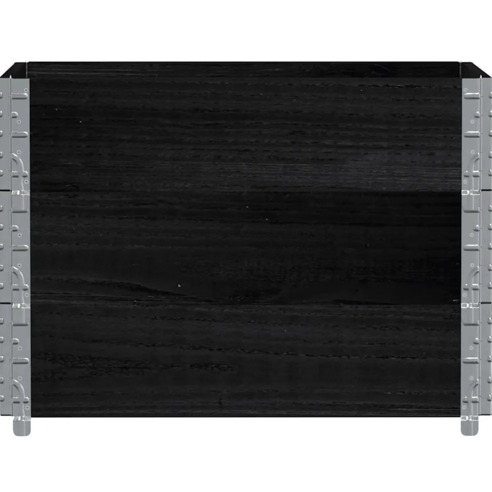 vidaXL Palletopzetranden 3 st 80x60 cm massief grenenhout zwart