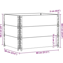 vidaXL Palletopzetranden 3 st 80x60 cm massief grenenhout zwart