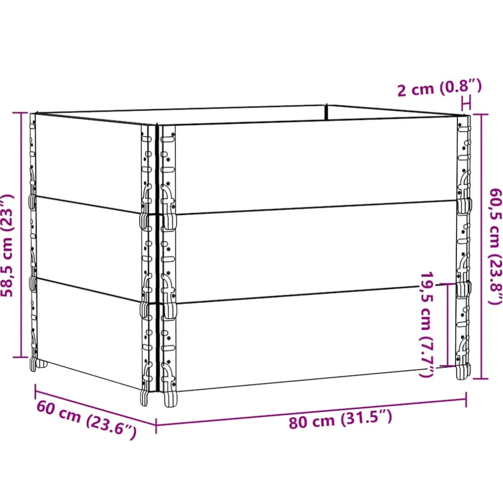 vidaXL Palletopzetranden 3 st 80x60 cm massief grenenhout zwart