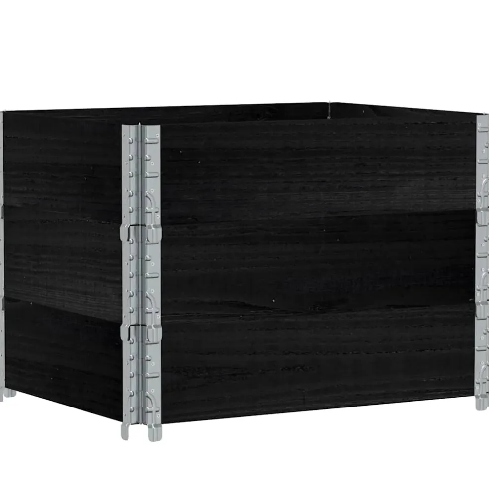 vidaXL Palletopzetranden 3 st 80x60 cm massief grenenhout zwart