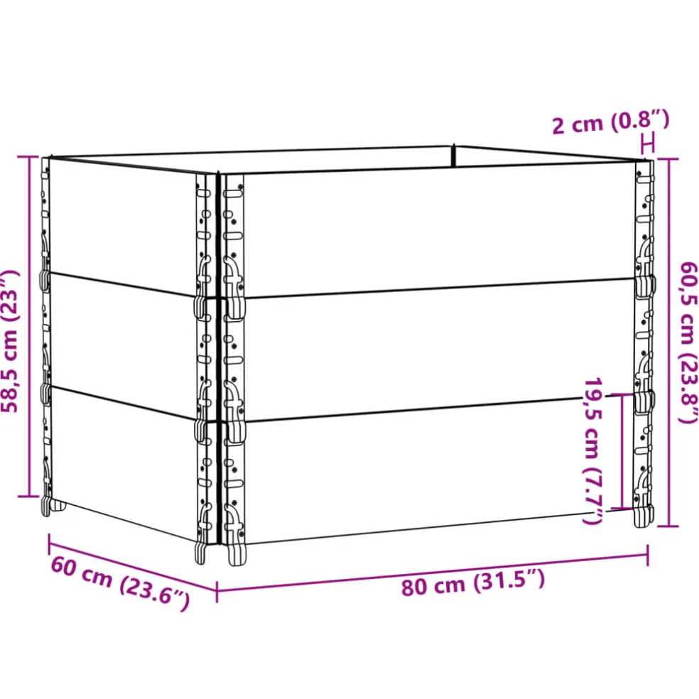 vidaXL Palletopzetranden 3 st 80x60 cm massief grenenhout bruin